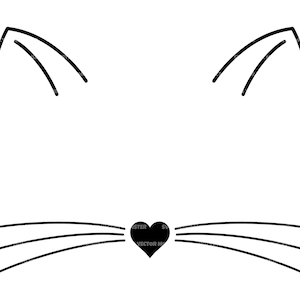 Faccia di gatto Svg, Orecchie di gatto, Naso, Baffi Svg, Faccia di gattino Svg. File di taglio vettoriale per Cricut, Silhouette, Pdf Png Eps Dxf, Decalcomania, Adesivo, Vinile
