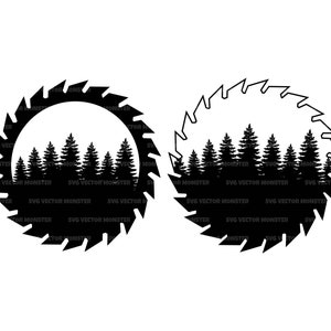 Sägeblatt, Wald, Sägeblatt, Bäume, Monogramm, Holzfäller, Holzfäller, Holzfäller, Holzfäller. Vektor Cut Datei Cricut, Silhouette, Pdf Png Eps Dxf.