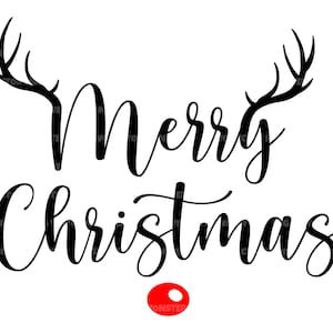 Vrolijk kerstfeest Svg, Rendiergewei Svg, Kerst Hand Belettering. Vector gesneden bestand Cricut, silhouet, Pdf Png Eps Dxf, stencil, sticker.