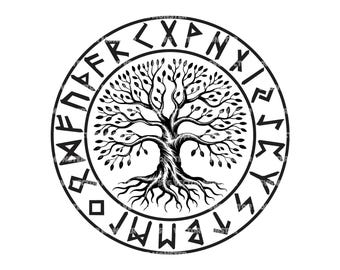 Norse Tree Of Life Svg Pdf Png Dxf., Yggdrasil Svg, Viking Runes, Valhalla, Nordic Symbol. Vector Cut file Cricut, Silhouette.