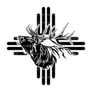 New Mexico Karte zwar, Zia Sun Blatt, Elch Blatt, Hirsch Blatt, New Mexico Flagge, New Mexico State Blatt Blatt Vektor-Schnittdatei Cricut, Silhouette, Pdf Png Dxf.