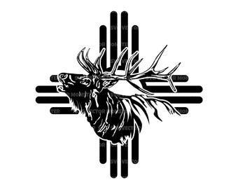 New Mexico Map Svg, Zia Sun Svg, Elk Svg, Deer Svg, New Mexico Flag, New Mexico State Svg. Vector Cut file Cricut, Silhouette, Pdf Png Dxf.