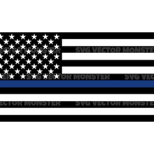 Thin Blue Line Flag Svg. Police Svg. Cut file for Cricut, Silhouette, Pdf Png Eps Dxf, Stencil, Decal, Vinyl, Vector, Sticker