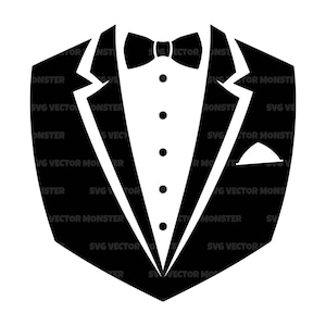 Tuxedo Svg, Tux Svg, Bow Tie Svg, Groom Svg, Wedding, Tuxedo Clipart. Vector Cut file Cricut, Silhouette, Pdf Png Dxf.