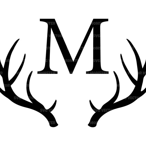 M Monogram Svg, Elk Antler Monogram Svg, Alphabet, Rustic Font Monogram. Vector Cut file Cricut, Silhouette, Pdf Png Eps Dxf.