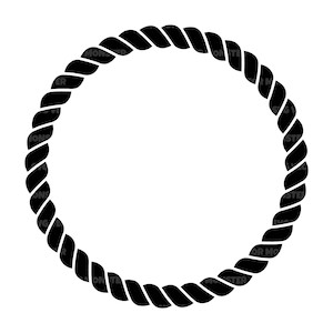 Puede incluir: Ilustración en blanco y negro de un círculo de cuerda gruesa.