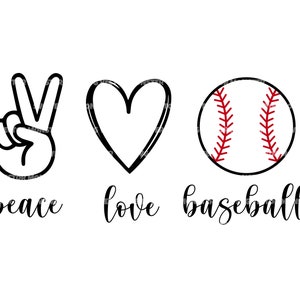 Pace, amore, baseball Svg. File di taglio vettoriale per Cricut, Silhouette, Pdf Png Eps Dxf, Decalcomania, Adesivo, Stencil, Vinile, Pin