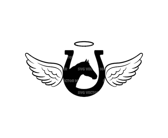 Horseshoe Svg, Angel Wings and Halo Svg, Horse Memorial Svg, Horse
