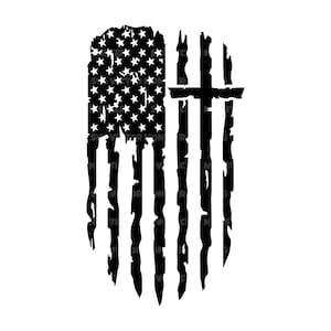Christian Cross Svg, Distressed American Flag Svg, Faith over Fear, Jesus Christ, Believer. Vector Cut file Silhouette, Cricut, Pdf Png Dxf.