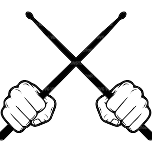 Svg de batteur, Svg de baguettes croisées, Svg de batterie. Fichier vectoriel coupé pour Cricut, Silhouette, Pdf Png Dxf, Décalque, Autocollant, Pochoir, Vinyle.