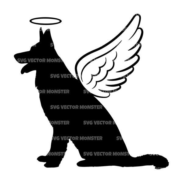 Angel German Shepherd Svg, Pet Dog Memorial Svg, Loss Svg. Vector Cut file for Cricut, Silhouette, Pdf Png Eps Dxf, Decal, Sticker, Vinyl