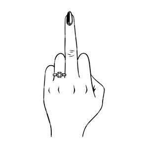 Dedo de boda svg, mujer dedo medio svg, anillo de diamantes de compromiso, casado AF svg. Archivo de corte vectorial Cricut, Silueta, Pdf Png Eps Dxf.