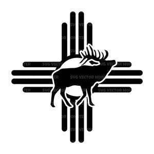 New Mexico Zia Sun svg, Elch svg, Reh svg, New Mexico Flagge, Rentier. Vektor-Schnittdatei Cricut, Silhouette, Pdf Png Dxf.