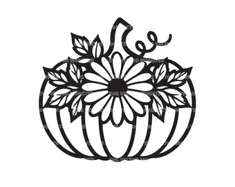 Floral Pumpkin SVG PNG DXF: Halloween Vector Clipart (Digital Download)