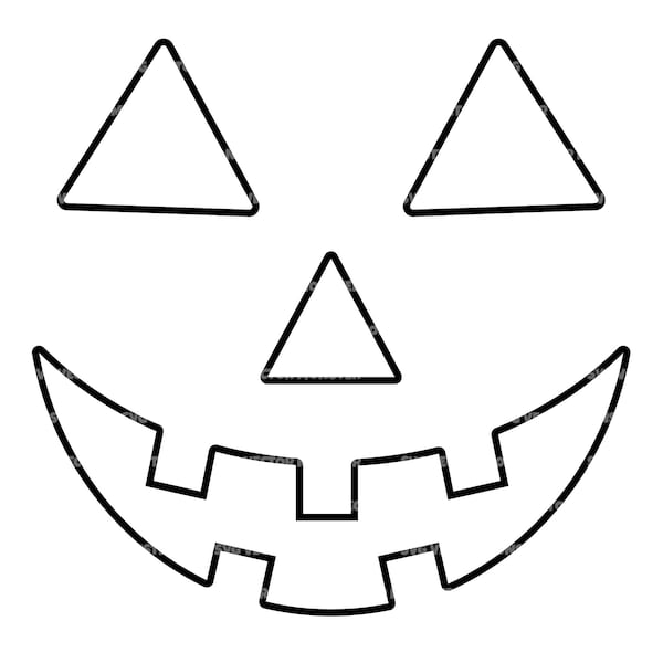 Pumpkin Face Outlined Svg, Jack O Lantern Svg, Halloween Svg. Vector Cut file Cricut, Silhouette, Pdf Png Dxf, Decal, Sticker, Vinyl, Pin.