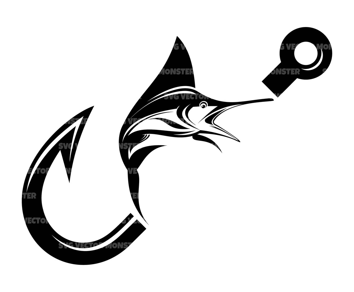 Swordfish Svg Fish Hook Svg Bass Fish Logo Svg. Vector Cut - Etsy