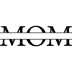 May include: Black and white split monogram design with the letters MOM.