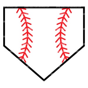 Baseball Home Plate Svg, Red Stitch Svg, Home Run, Softball, Diamond Field. File di taglio vettoriale Cricut, Silhouette, Pdf Png Eps Dxf.