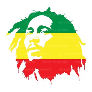Bob Marley-Svg, Bob Marley Png, Rastafari-Flaggen-Svg. Vektor-Schnittdatei für Cricut, Silhouette, Pdf Png, Dxf, Digitaldruck, Aufkleber, Aufkleber.
