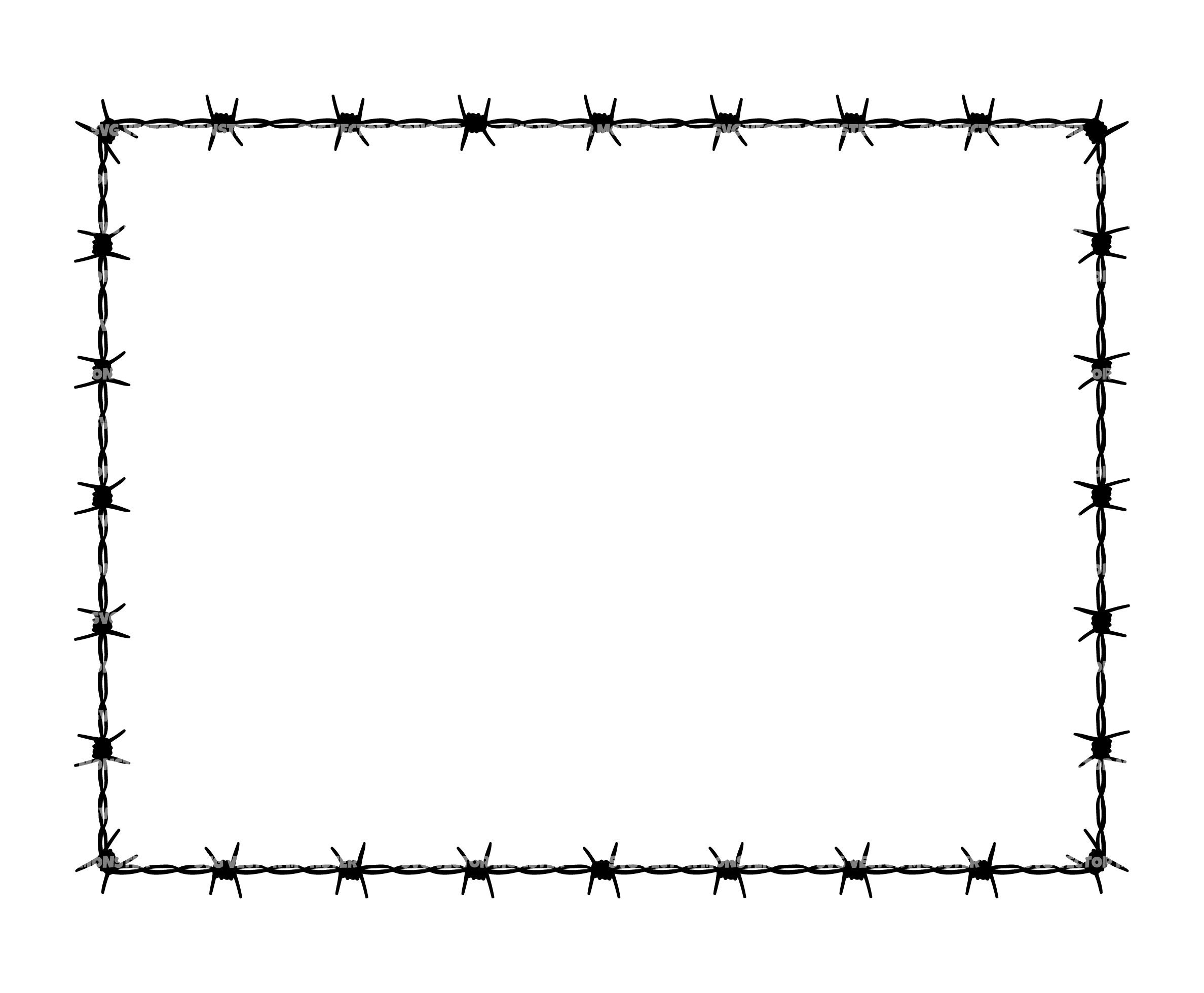 Barbed Wire Rectangle Frame Svg Barb Wire Wreath Svg Fence Etsy
