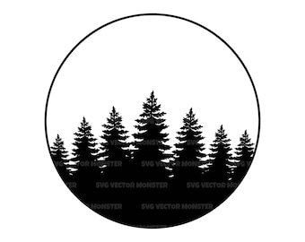 Forest Svg, Circle Monogram Svg, Trees Svg, Woods Svg. Vector Cut file for Cricut, Silhouette, Pdf Png Eps Dxf, Decal, Sticker, Vinyl, Pin