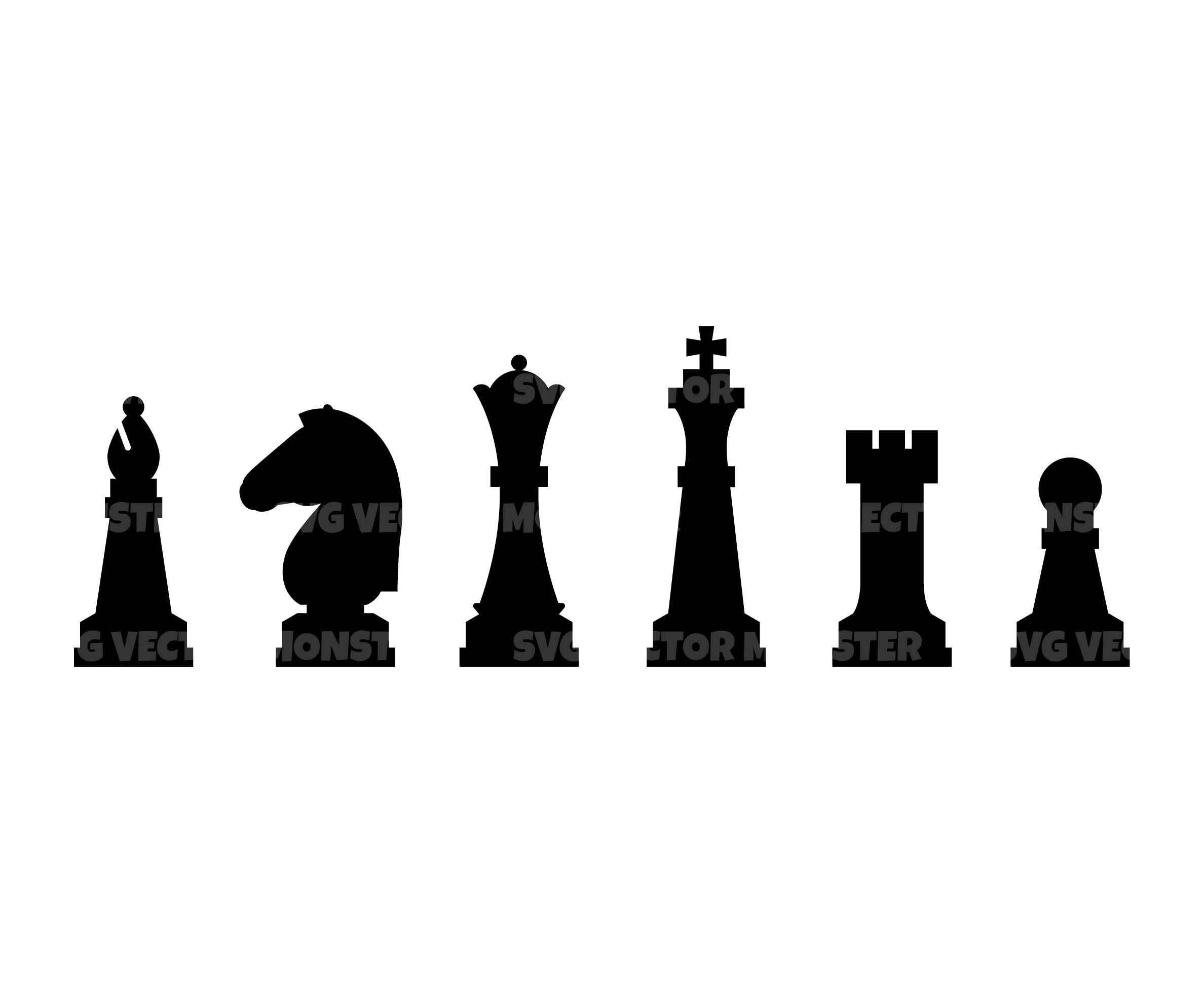 Chess Pieces SVG Clip Art Cut File Silhouette dxf eps png j - Inspire Uplift