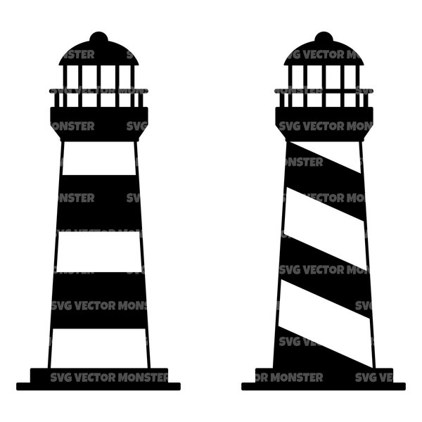 Vuurtoren SVG. Vector gesneden bestand voor Cricut, silhouet, Pdf Png Eps Dxf, stencil, sticker, sticker, vinyl, pin.