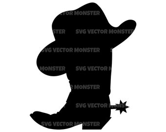 Cowboy Hat and Boot Svg. Vector Cut file for Cricut, Silhouette, Pdf Png Eps Dxf, Decal, Sticker, Vinyl, Pin