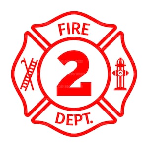Zwei svg, Feuerwehr-Feuerabzeichen-Svg, zweiter Geburtstag, Feuerwehrmannkind. Schnittdatei Cricut, Silhouette, Pdf Png Dxf, Vektor.