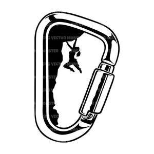 Mosquetón Svg, Escalada en roca Svg, Llavero Svg, Escalador Svg, Aventura al aire libre Svg. Archivo de corte vectorial Cricut, Silueta, Pdf Png Dxf.