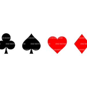 Cartas de jogar naipes Svg, paus, espadas, copas, ouros. Arquivo de corte vetorial para Cricut, Silhueta, Pdf Png Eps Dxf, Decalque, Adesivo, Vinil.