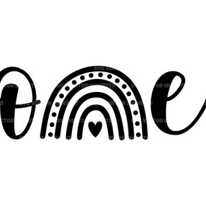 Un SVG, Boho Rainbow SVG, 1er anniversaire SVG, Premier anniversaire SVG, Baby Onesie SVG. Fichier de coupe vectorielle Cricut, Silhouette, Pdf Png Eps Dxf.