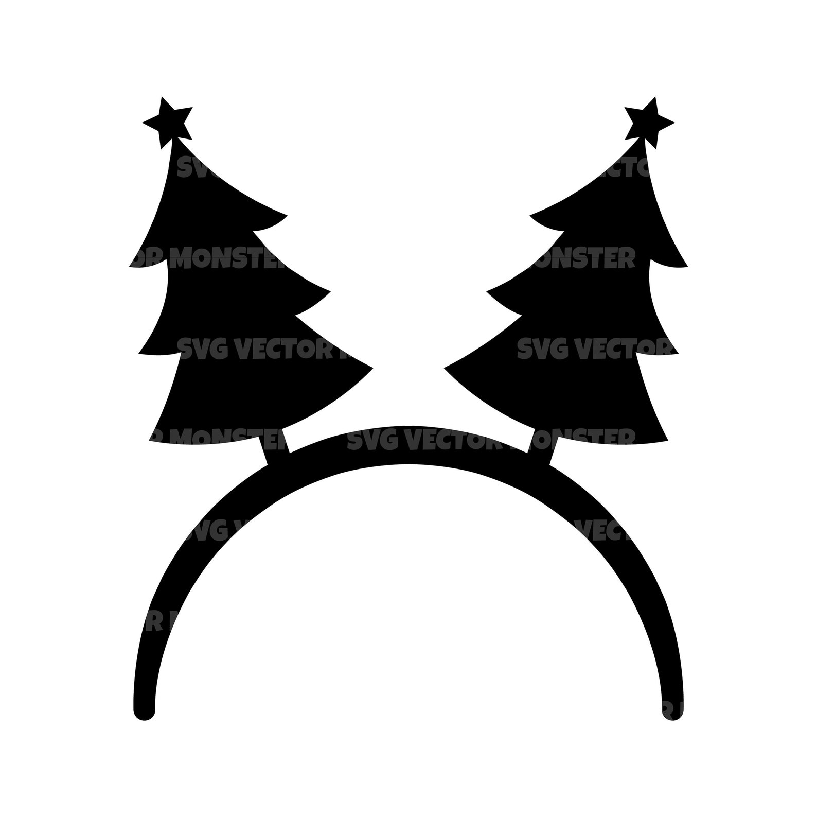 Christmas Tree Headband Hair Hoop Svg. Vector Cut file for Etsy