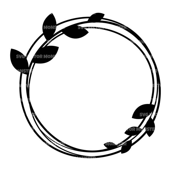 Leaf Circle Svg, Leaf Wreath Svg, Scribble Circle Frame, Sketch Frame Svg. Vector Cut file for Cricut, Silhouette, Pdf Png Eps Dxf.