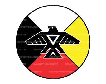 Indigenous Medicine Wheel Svg Png, Thunderbird, Wheel Of Life, Native America. Vector Cut file Cricut,