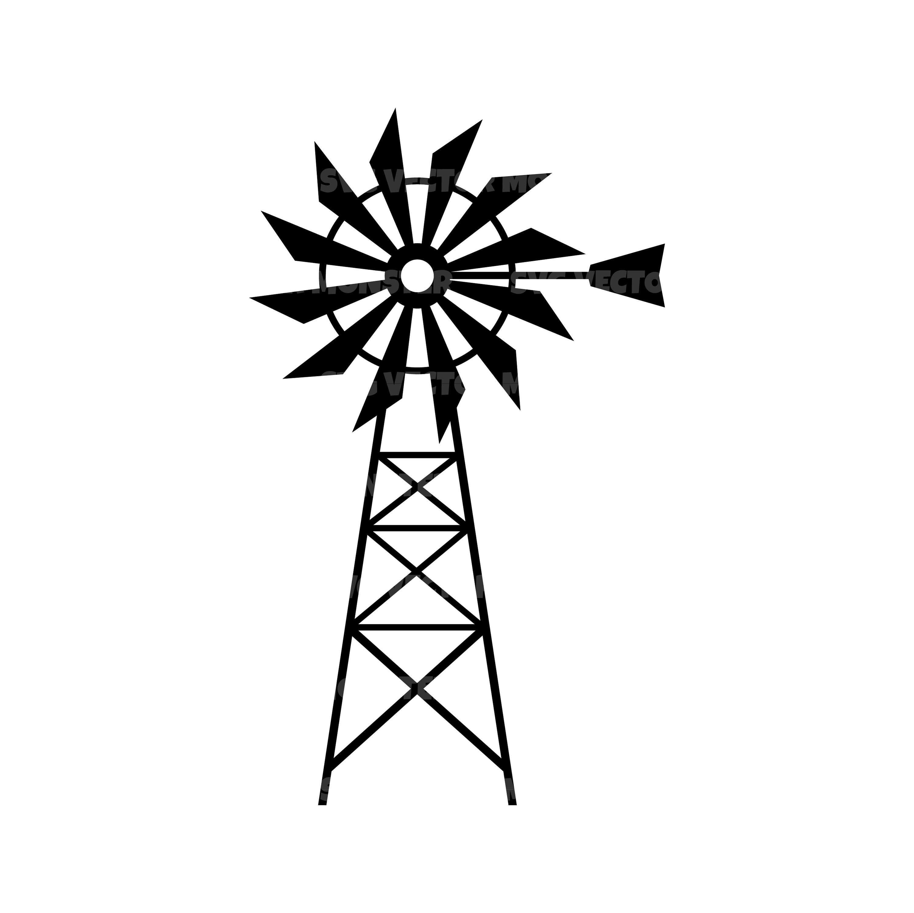 Farm Windmill Svg Ranch Wind Energy Svg Clipart Cut Files Etsy | My XXX
