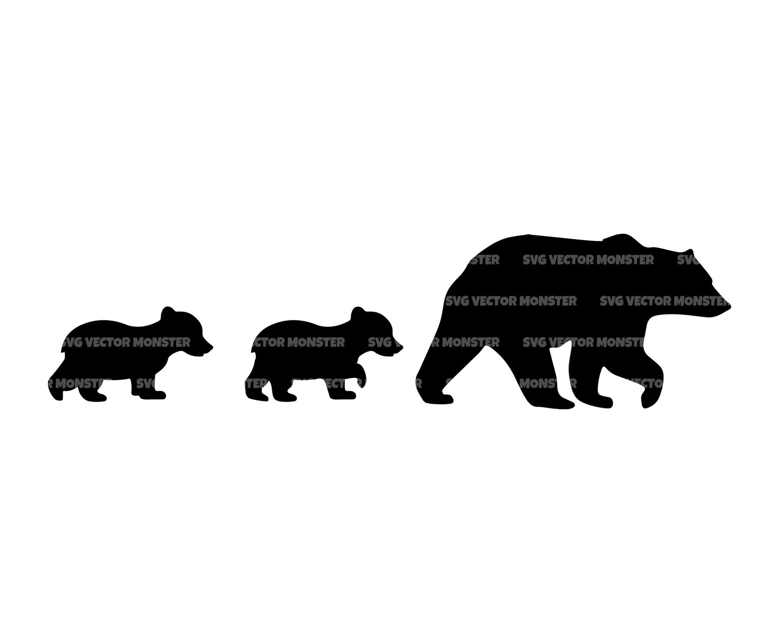 Mama Bear and Cubs Svg Bear Family Svg. Vector Cut File for - Etsy