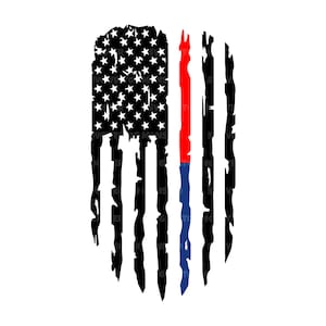 Distressed Thin Blue Red Line Flag Svg. Police, Firefighter , Fire Department, Law Department. Vector, Cut file Cricut, Pdf Png Dxf.
