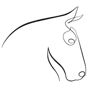 Grafika liniowa Horse Head Svg, One line Horse Svg, Continuous Line Horse Drawing, Stallion. Wektorowy plik do cięcia dla Cricut, Silhouette, Pdf Png Dxf.