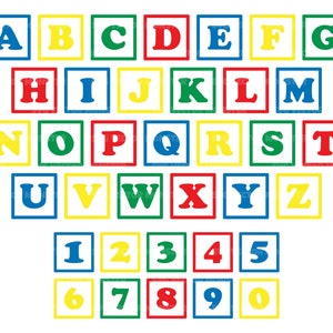 Bloques de alfabeto Svg, Bloques de números Svg, Bloques de construcción, Bloques de bebé, Bloques de letras. Archivo de corte vectorial Cricut, Silueta, Pdf Png Eps Dxf.