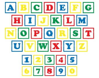 Bloques de alfabeto Svg, Bloques de números Svg, Bloques de construcción, Bloques de bebé, Bloques de letras. Archivo de corte vectorial Cricut, Silueta, Pdf Png Eps Dxf.
