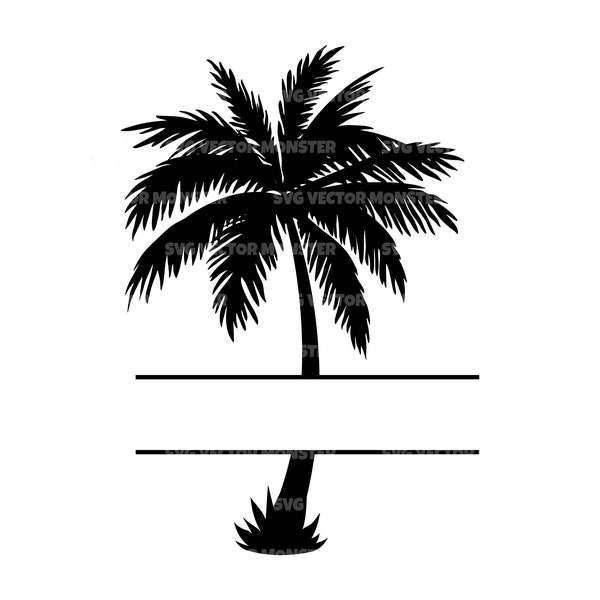 Palm Tree Monogram Svg, Aloha Svg, Beach Vibes Svg. Vector Cut file for Cricut, Silhouette, Pdf Png Eps Dxf, Decal, Sticker, Vinyl, Pin