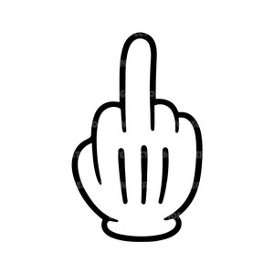 Cartoon Middle Finger Svg, F * ck Off Svg, Vector Cut file per Cricut, Silhouette, Pdf Png Eps Dxf, Decal, Adesivo, Vinile, Pin