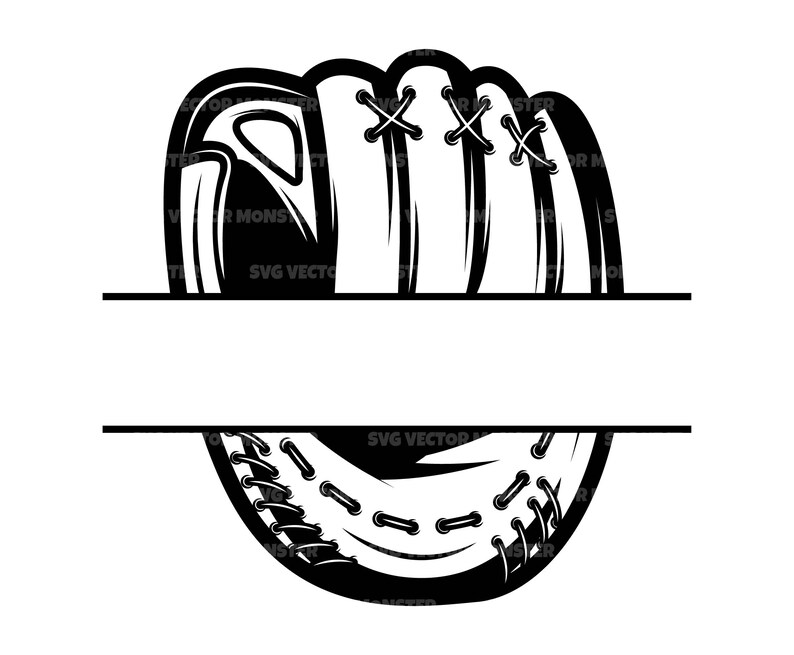 Baseball Glove Split Name Monogram Svg Baseball Mitt Svg Etsy