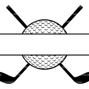 Monogramme de golf SVG, Clubs de golf croisés Cadre de nom divisé SVG, Golfeur SVG. Fichier de coupe vectorielle Cricut, Silhouette, Pdf Png Eps Dxf, Décalcomanie, Autocollant.