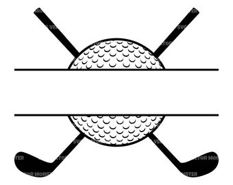 Golf Monogram Svg, Crossed Golf Clubs Split Name Frame Svg, Golfer Svg. Vector Cut file Cricut, Silhouette, Pdf Png Eps Dxf, Decal, Sticker.