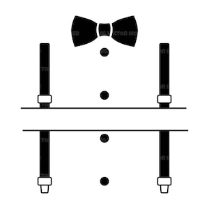 Bretelle Svg, Papillon Svg, Tutina per neonati Svg, Monogramma del primo compleanno. File di taglio vettoriale Cricut, Silhouette, Pdf Png Dxf, Decalcomania, Adesivo.