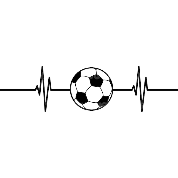 Heartbeat Soccer, Football Svg. Vector Cut file for Cricut, Silhouette, Pdf Png Eps Dxf, Decal, Sticker, Vinyl, Pin