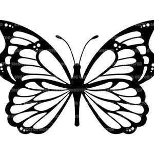 Papillon Svg, Papillon monarque Png, Papillon Clip art. Fichier de coupe vectorielle Cricut, Silhouette, Pdf Png Eps Dxf, Décalcomanie, Autocollant, Vinyle, Épingle.