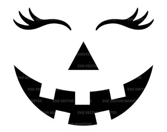 Pumpkin Face Svg, Eyelashes Svg, Pumpkin Girl Svg, Halloween Decor. Vector Cut file Cricut, Silhouette, Pdf Png Eps Dxf, Sticker, Vinyl.